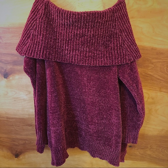 SO IT IS- off the shoulder soft burgundy sweater - Picture 5 of 5